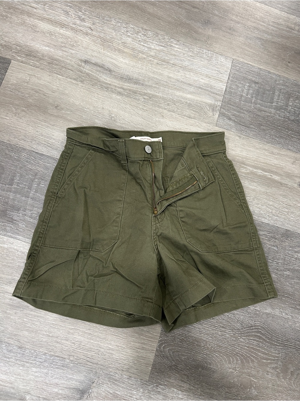 Levi's Olive Green High-Waist Utility Shorts